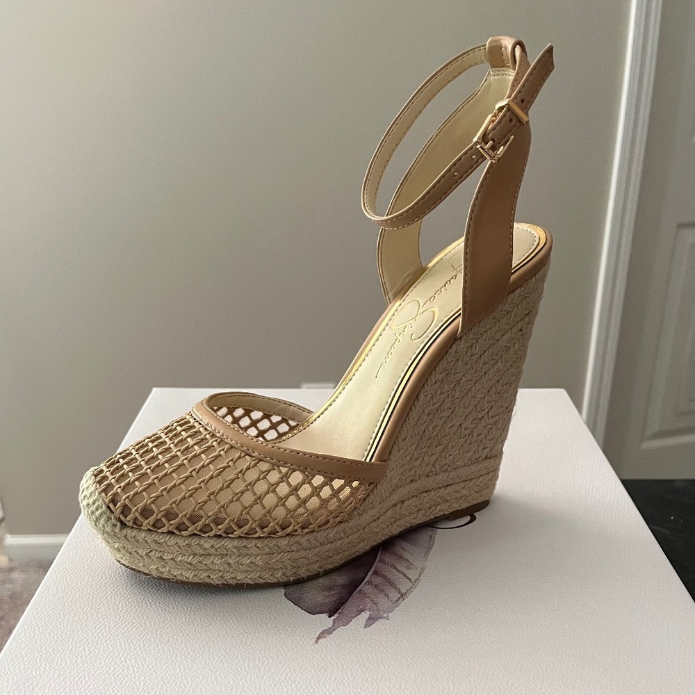 Neutral Tan Wedge Espadrille Sandals - Women's